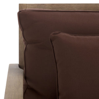 Safavieh Couture Martinique Wood Patio Armchair, Natural/Dark Brown
