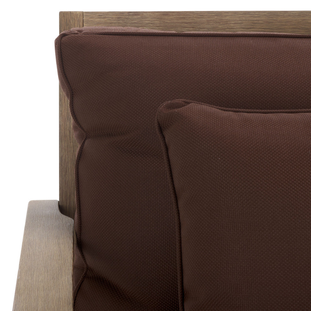 Safavieh Couture Martinique Wood Patio Armchair, Natural/Dark Brown
