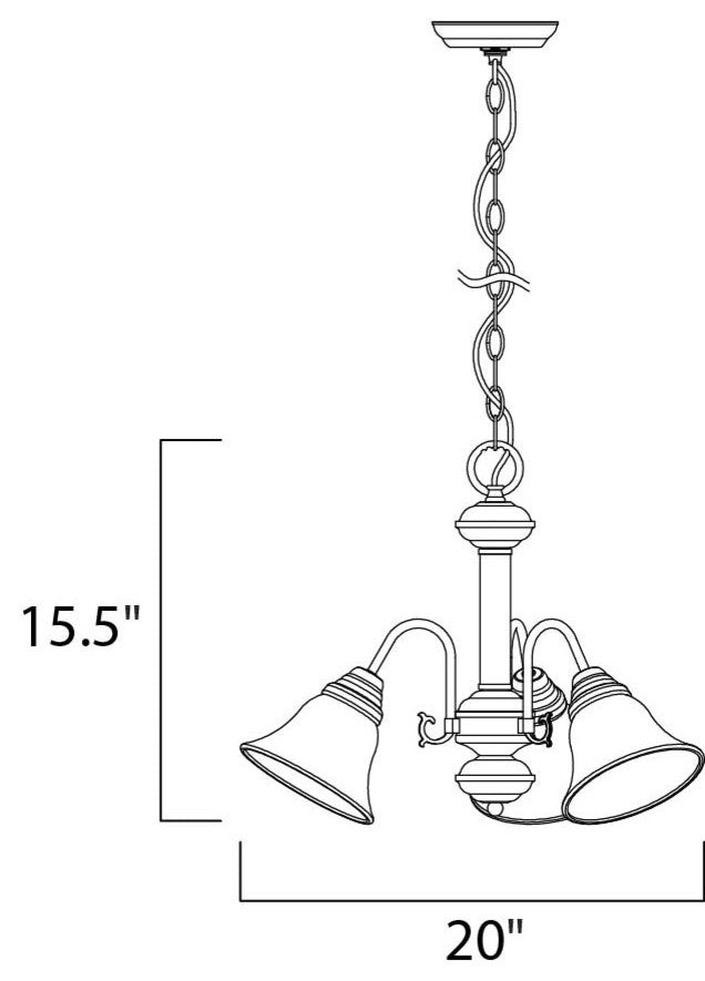 Malaga 3-Light Chandelier, Satin Nickel, Frosted Glass