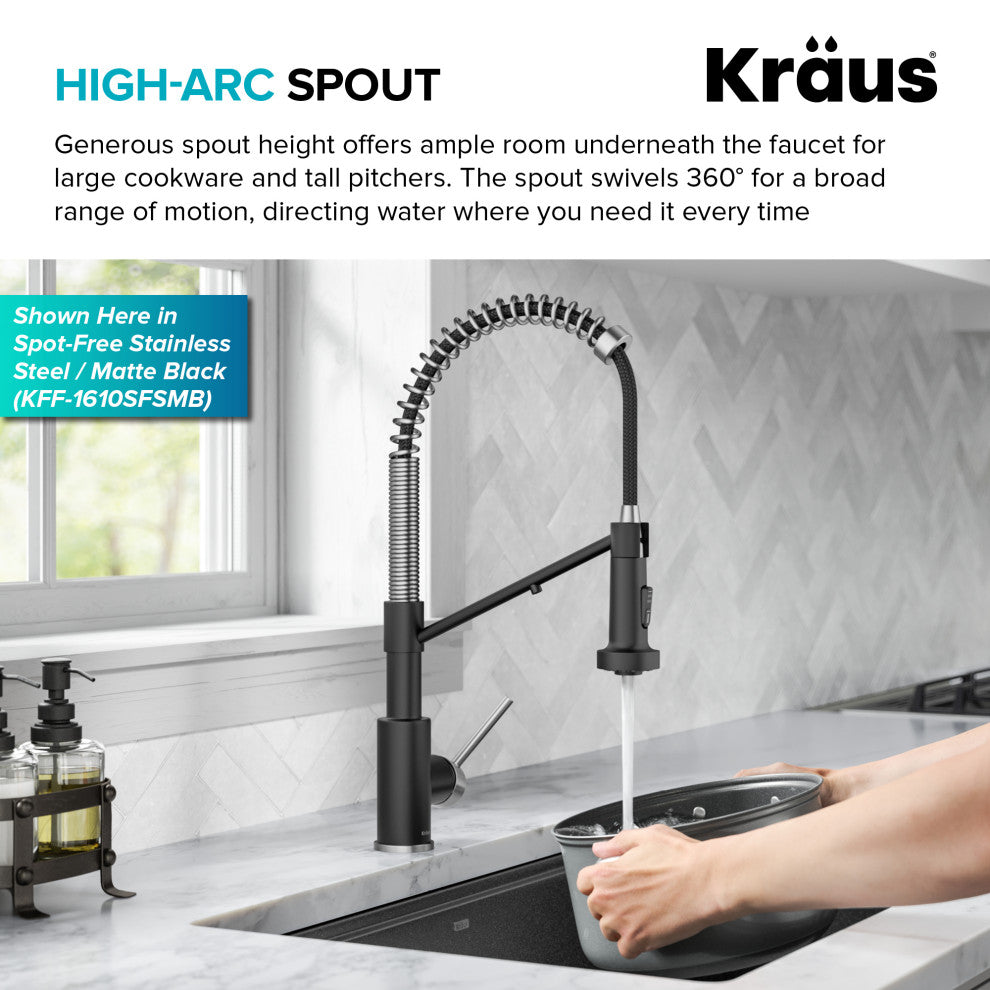 Bolden Commercial Style 2-Function Pull-Down 1-Handle 1-Hole Kitchen Faucet, Matte Black (Filter Kitchen Faucet)