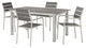 Modern Outdoor Side Dining Chair and Table Set, Aluminum Metal, Gray