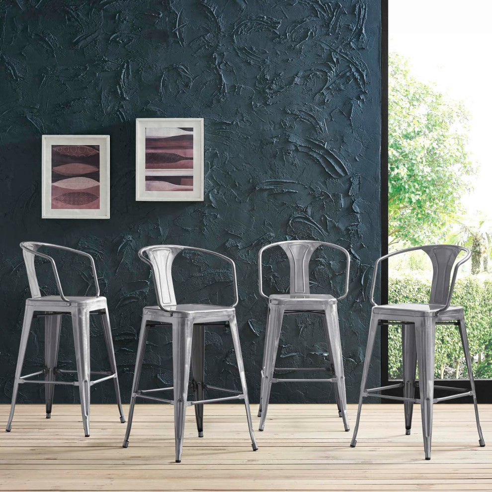 Promenade Bar Stool Set of 4-Gunmetal