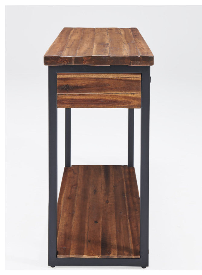 Claremont 43"L Rustic Wood Console Table, Two Drawers and Low Shelf