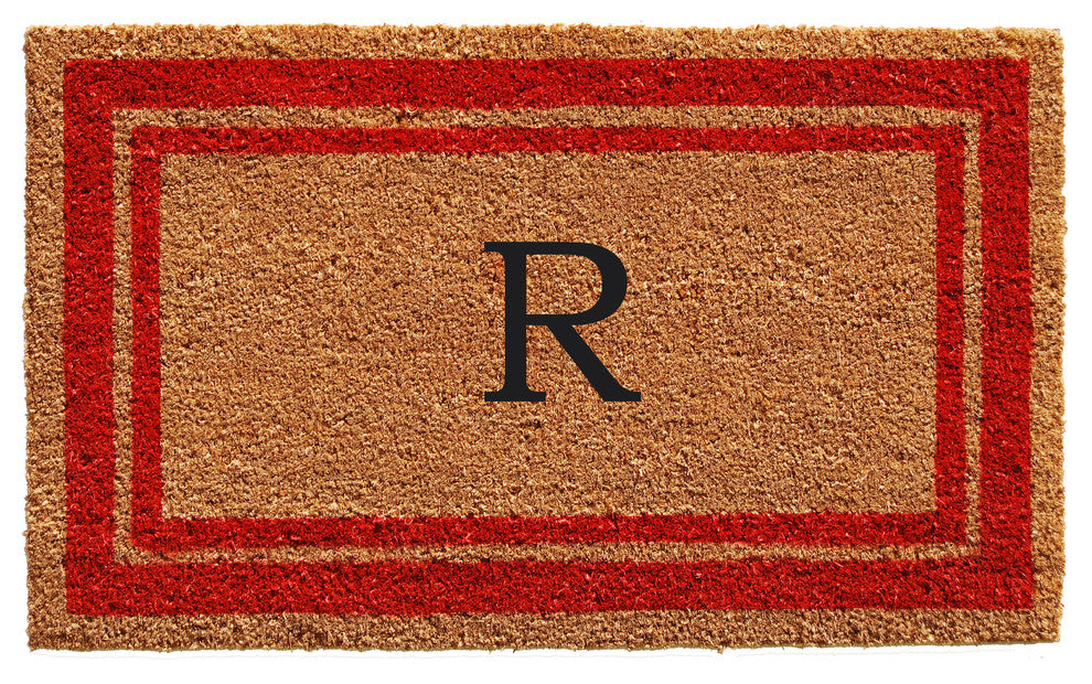 Red Border 24"x36" Monogram Doormat, Letter R