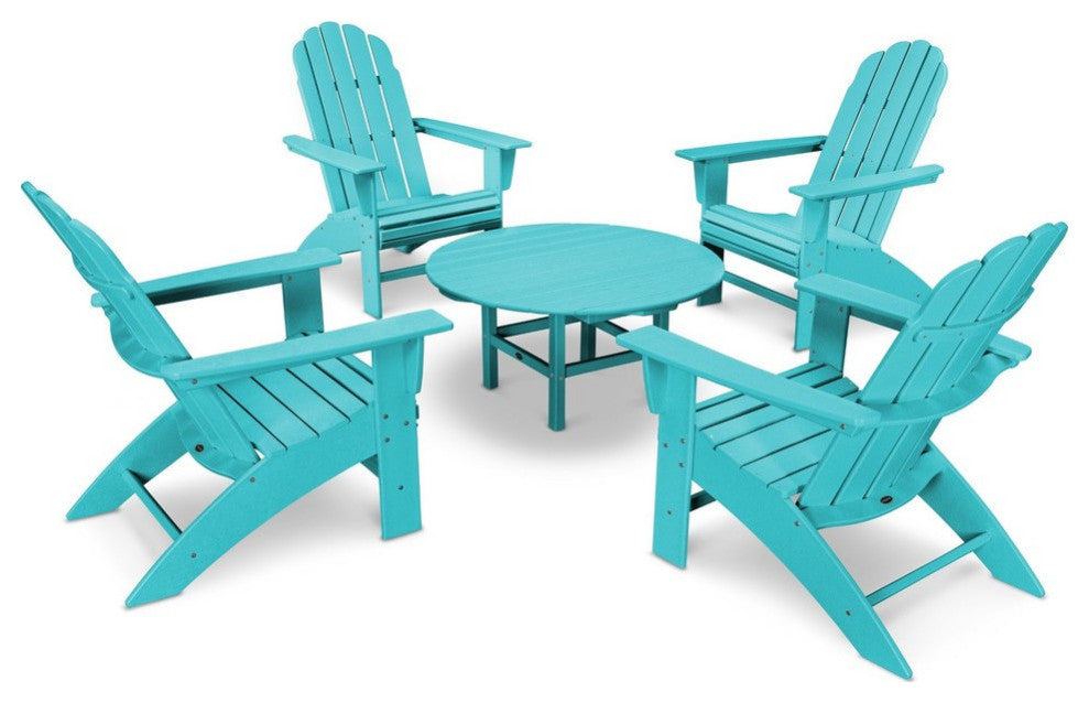 Polywood Vineyard 5-Piece Oversized Adirondack Set, Aruba