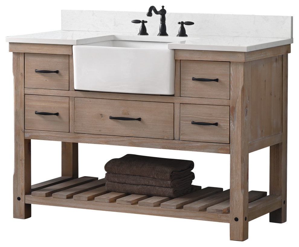 Wesley 48" Bathroom Vanity, Weathered Natural