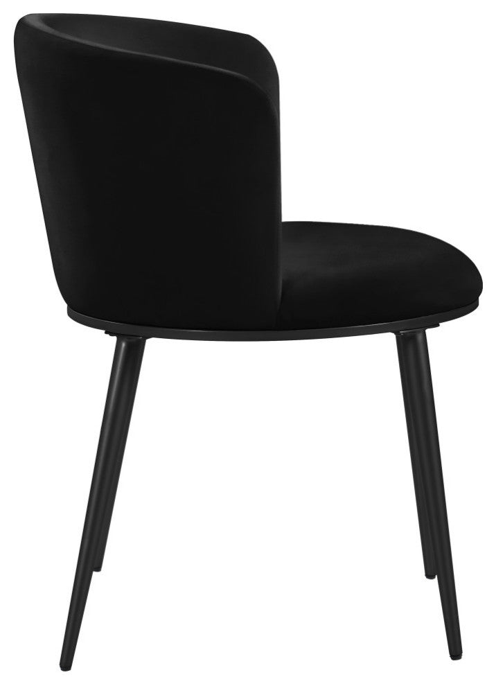 Skylar Dining Chair, Set of 2, Black Velvet, Matte Black Iron Legs