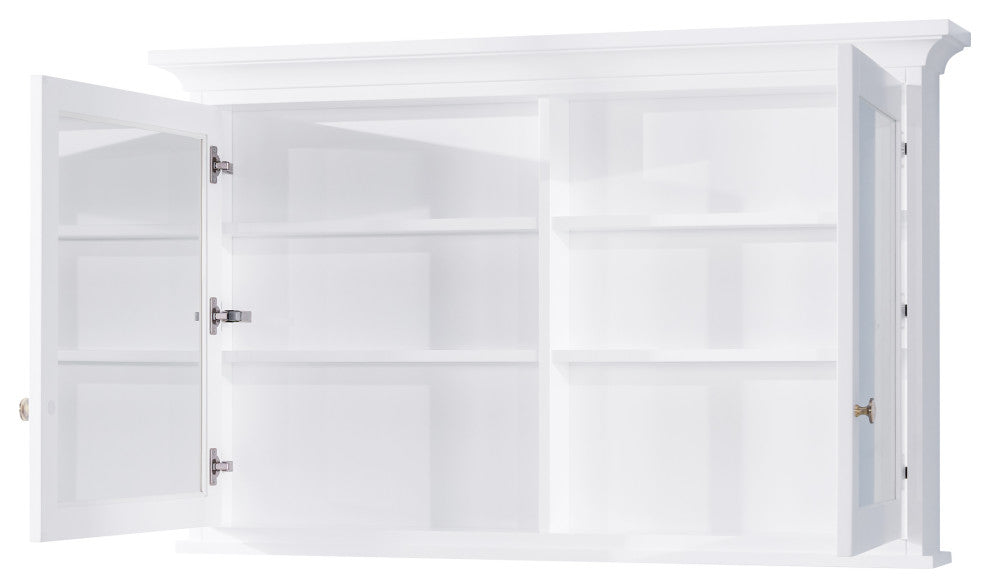 Handmade Solid Wood Medicine Cabinet with Ample Storage Space in White, 48"x30" Double Doors