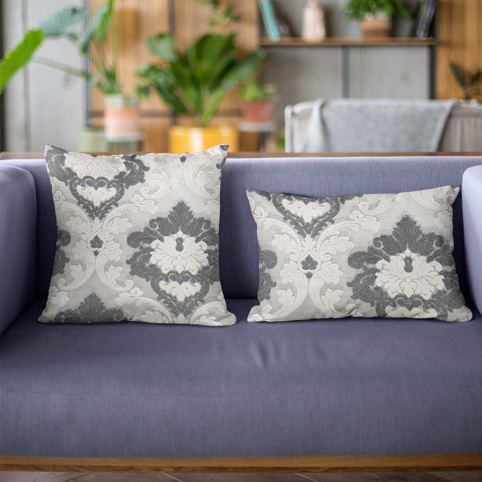 Leilani Fleurs Luxury Throw Pillow in Blue and Beige Tones, 24"x24"