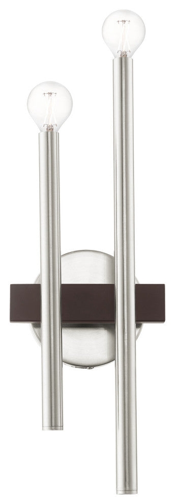 Livex Lighting Denmark 2 Light Brushed Nickel, Bronze Accents ADA Double Sconce