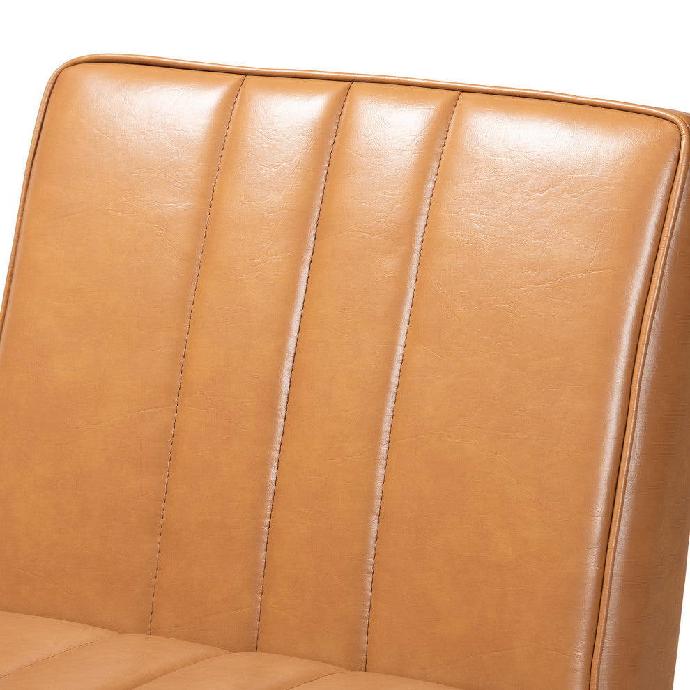 Daymond Modern Tan Faux Leather Walnut Brown Finished Wood Dining Chair