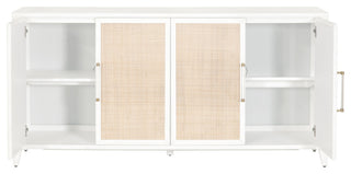 Holland Media Sideboard Matte White, Natural Rattan