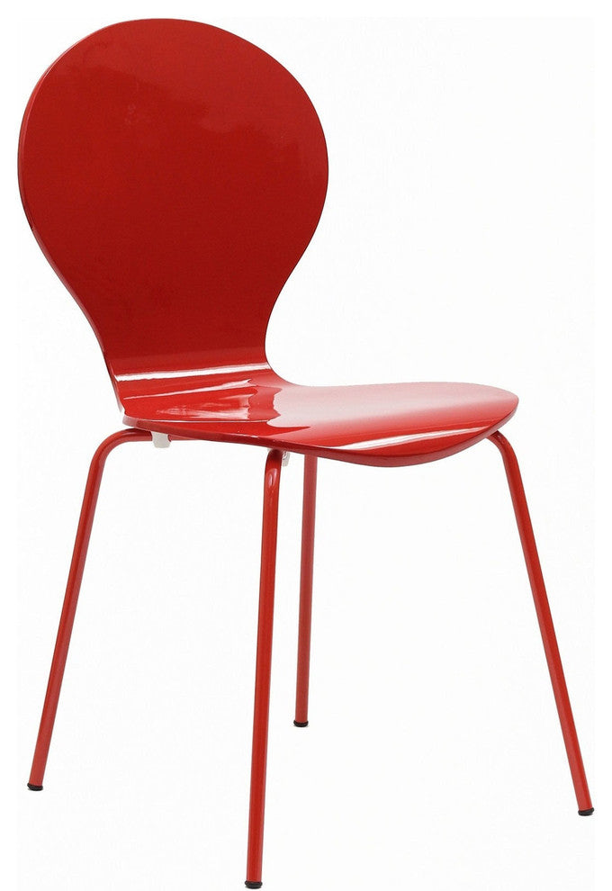 Modern Contemporary Kitchen Wood Dining Side Chair Red