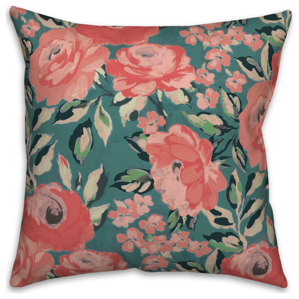 Pink and Red Flowers 18x18 Indoor / Outdoor Pillow