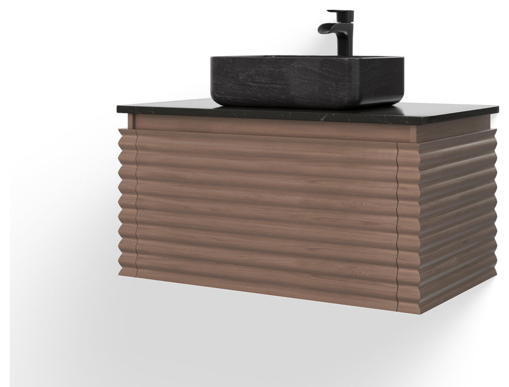 The Accordion Bathroom Vanity, Chestnut Oak, 36", Single Sink, Wall Mount