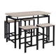 Benzara BM261355 5 Piece Pub Table Set With Backless Seat Stools, Gray