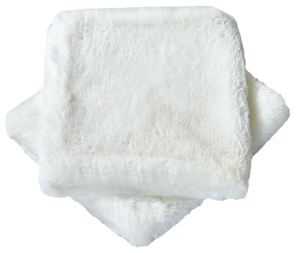 Heavy Faux Fur Throw Pillow Covers 2pcs Set, Bright White, 14''x26''