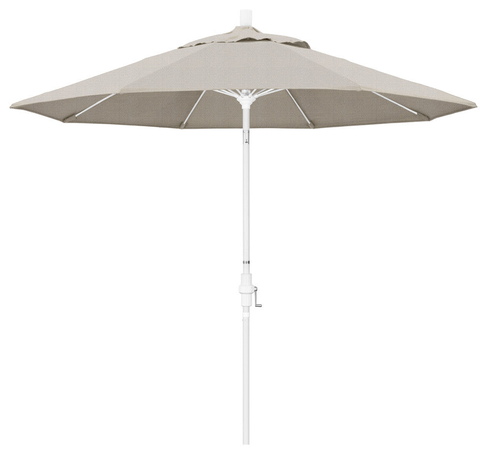 9'' Matted White Collar Tilt Lift Fiberglass Rib Aluminum Umbrella, Olefin, Woven Granite