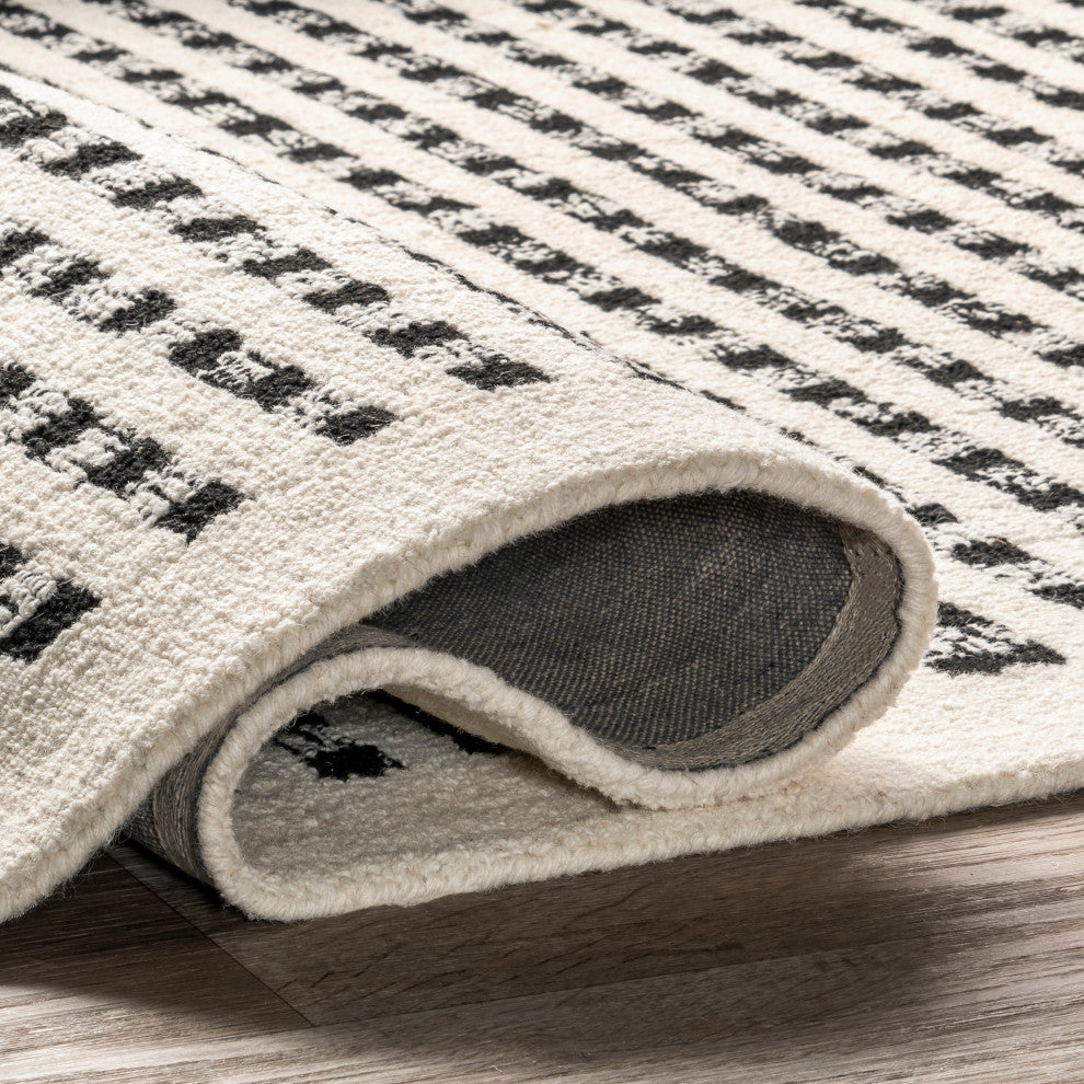 Nuloom Adahlia Checkered Wool Rug, Ivory 9' x 12'