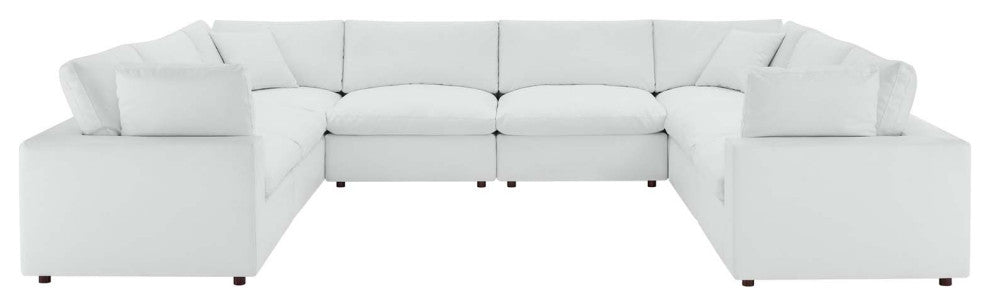 Sectional Sofa Set, Faux Vegan Leather, White, Modern, Living Lounge Hospitality