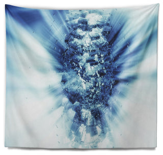 Fractal 3D Blue Splash Burst Contemporary Wall Tapestry, 60"x50"