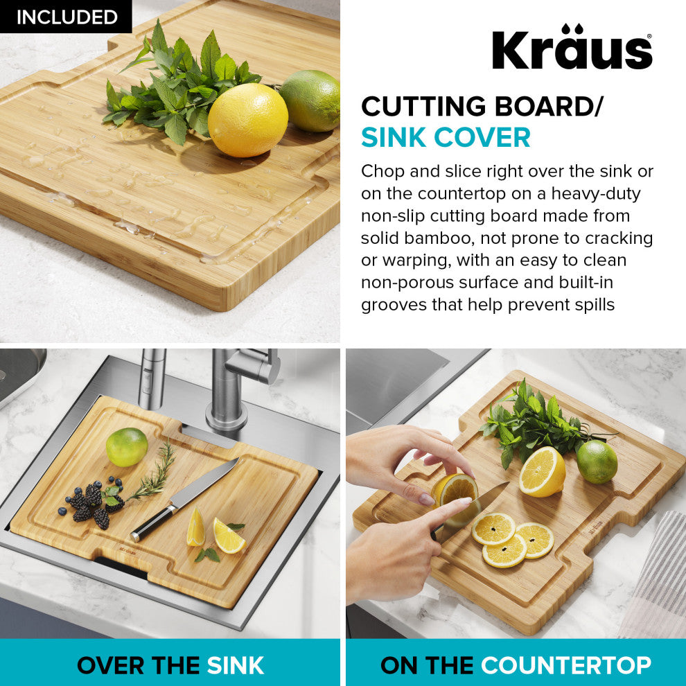 Kraus KWT321-15 Kore 15" Drop In Single Basin Stainless Steel Bar - Stainless
