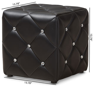 Larissa Black Faux Leather Ottoman