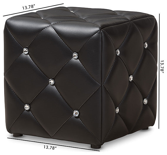Larissa Black Faux Leather Ottoman