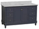 Bella 60" Bathroom Vanity, Marine Gray, Carrara Marble, Single Vanity