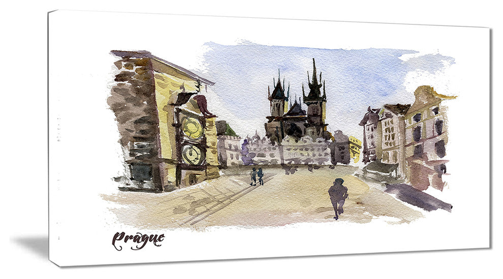 "Prague Hand-Drawn Illustration" Canvas Print