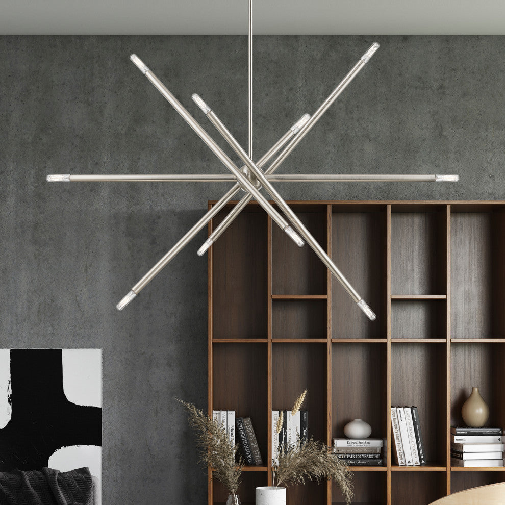 Soho 10 Light Brushed Nickel Linear Chandelier