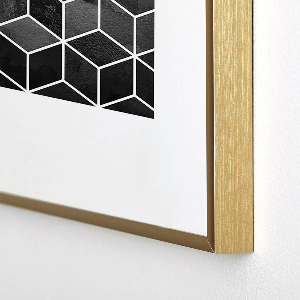 Elisabeth Fredriksson Pink Grey Gradient Cubes Metal Framed Art Print