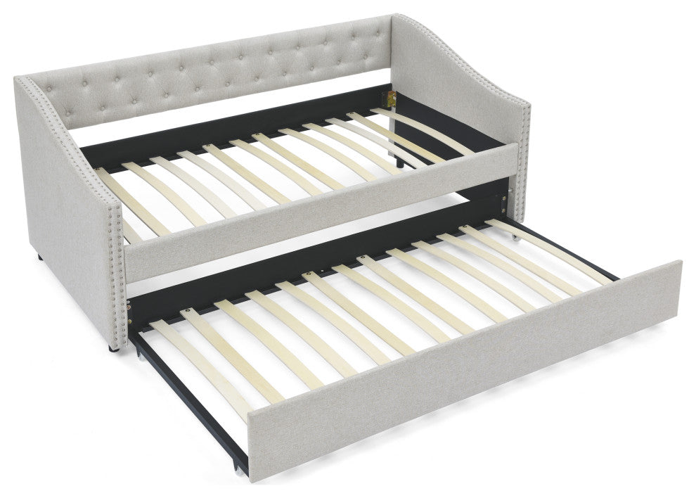 Gewnee Twin Size Daybed With Twin Size Trundle Upholstered Tufted Sofa Bed