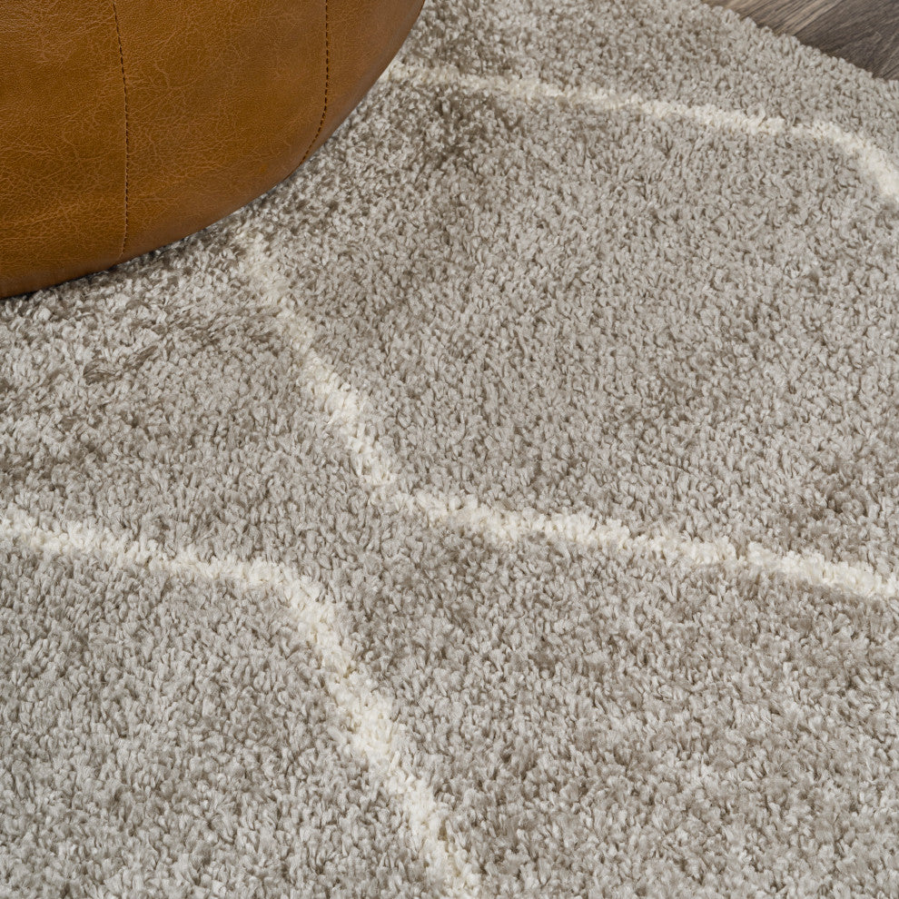 Catala Moroccan Diamond Shag Rug, Gray/Ivory, 8 Ft. X 10 Ft.
