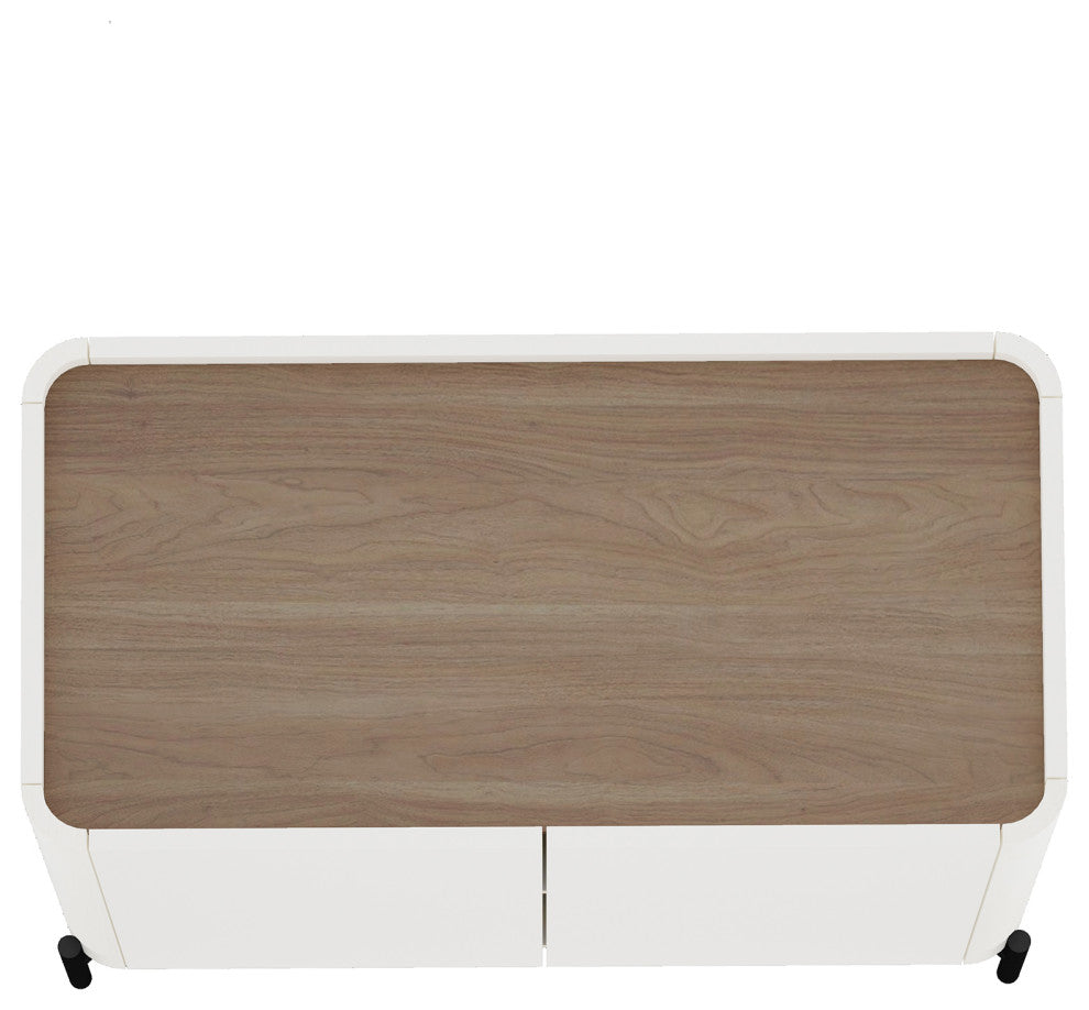 Top-down/top-view on white background highlighting wood top surface.