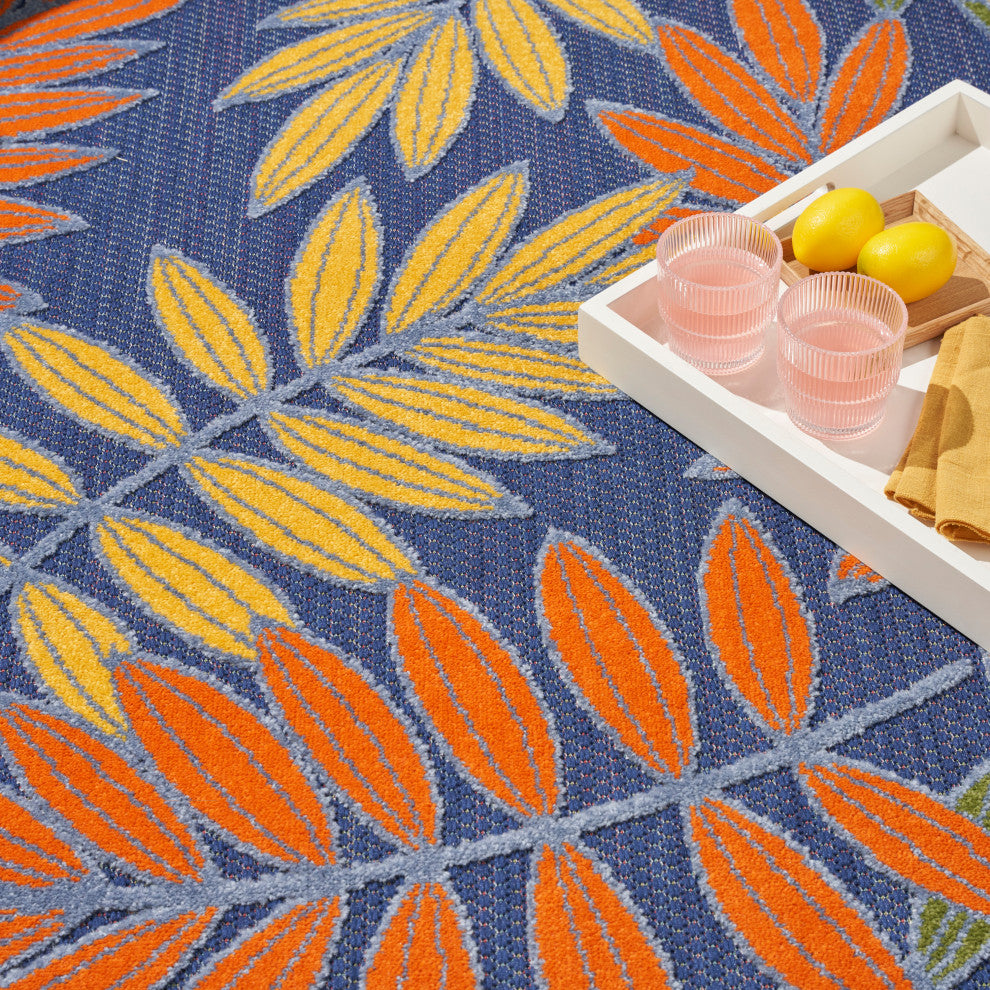 Nourison Aloha 9' x 12' Navy Multicolor Outdoor Area Rug