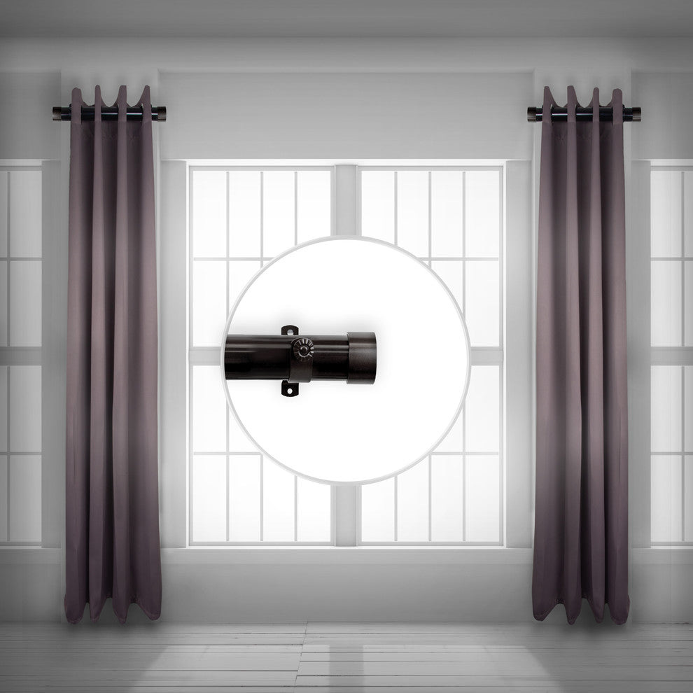 Collin 1.5" Side Curtain Rod, Black, 24"