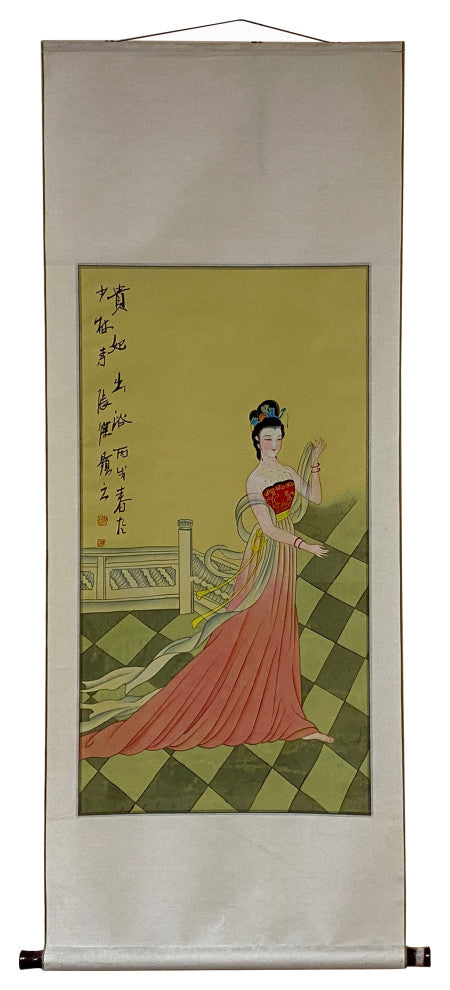 Chinese Color Ink TongStyle Lady Portrait Scroll Painting Wall Art Hws2009