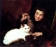 Antoine Jean Bail A Young Girl With a White Cat Gallery Wrapped Canvas Print