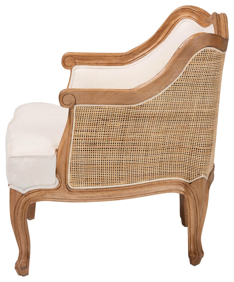 Saif Accent Chair, Beige/Honey Brown