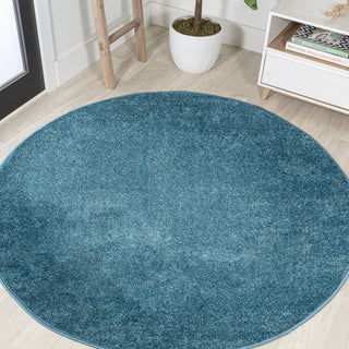 Haze Solid Low-Pile Runner Rug, Turquoise, 5' Round