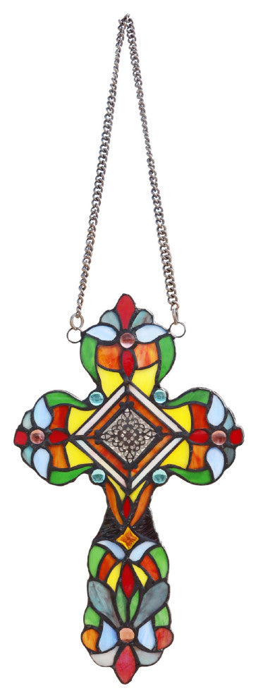 Adelina Victorian Tiffany-Style Stained Glass Panel 13" Tall
