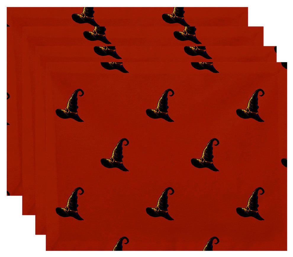 18"x14" Witches Brew, Holiday Print Placemat, Orange, Set of 4