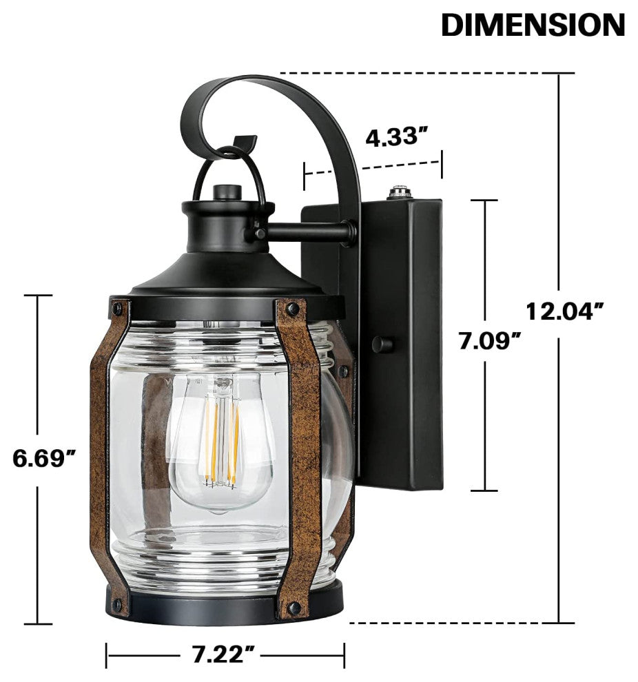 2 Pack Industrial Wall Sconce Antique Dusk to Dawn Light Fixture