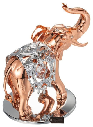 Rose Gold and Silver Color Crystal Studded Elephant Ornament