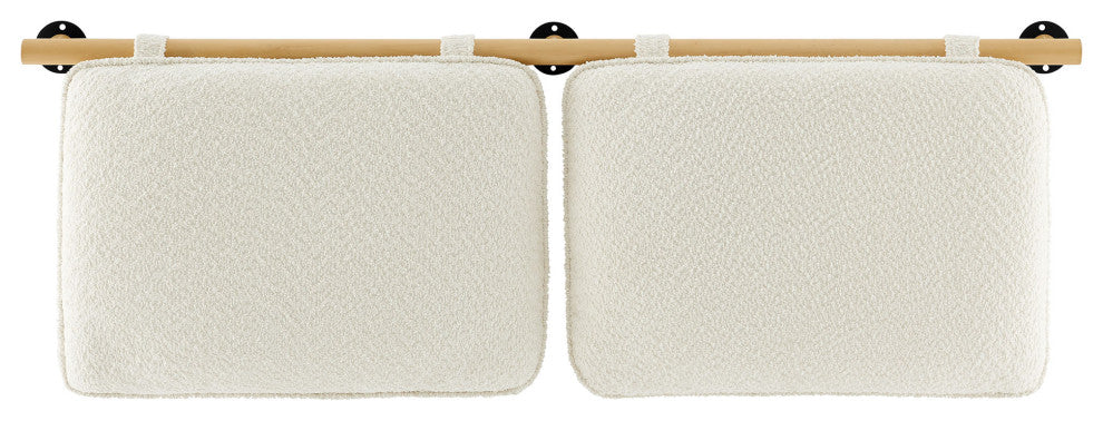 Anela Wall-Mounted Chenille Upholstered Full Headboard, Cream Natural