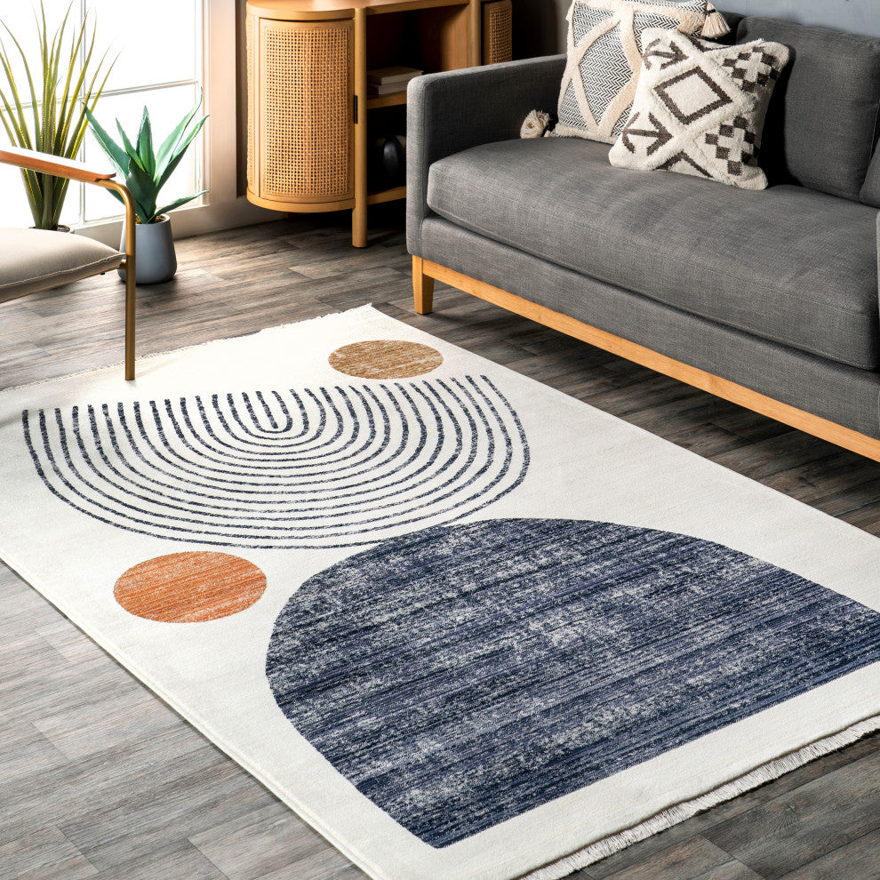 Nuloom Bevin Abstract Sky Fringe Area Rug, Beige 5'x7'10"