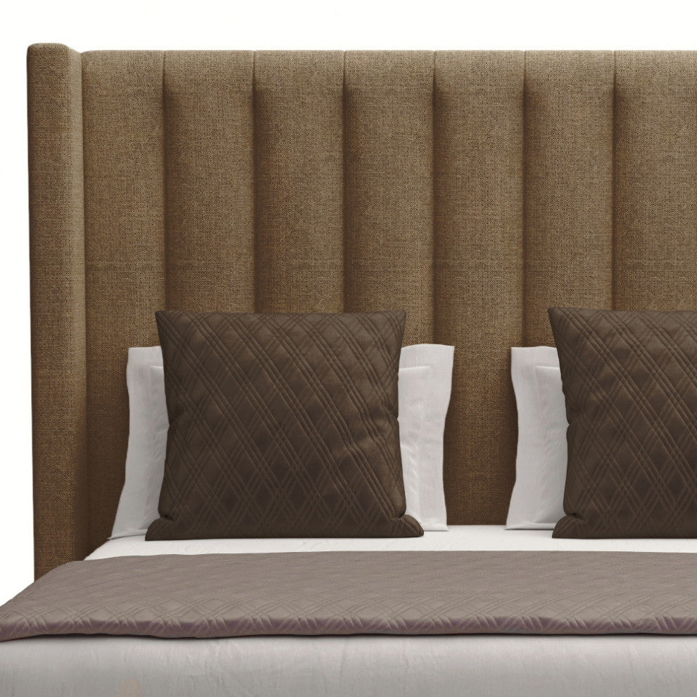 Nativa Interiors Aylet Vertical Channel Tufted Bed, Brown, King, Medium 67"