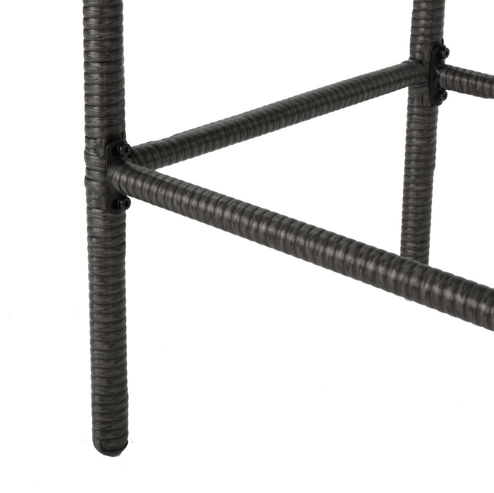 GDF Studio Dunedin Outdoor Gray Wicker Barstools, Set of 4