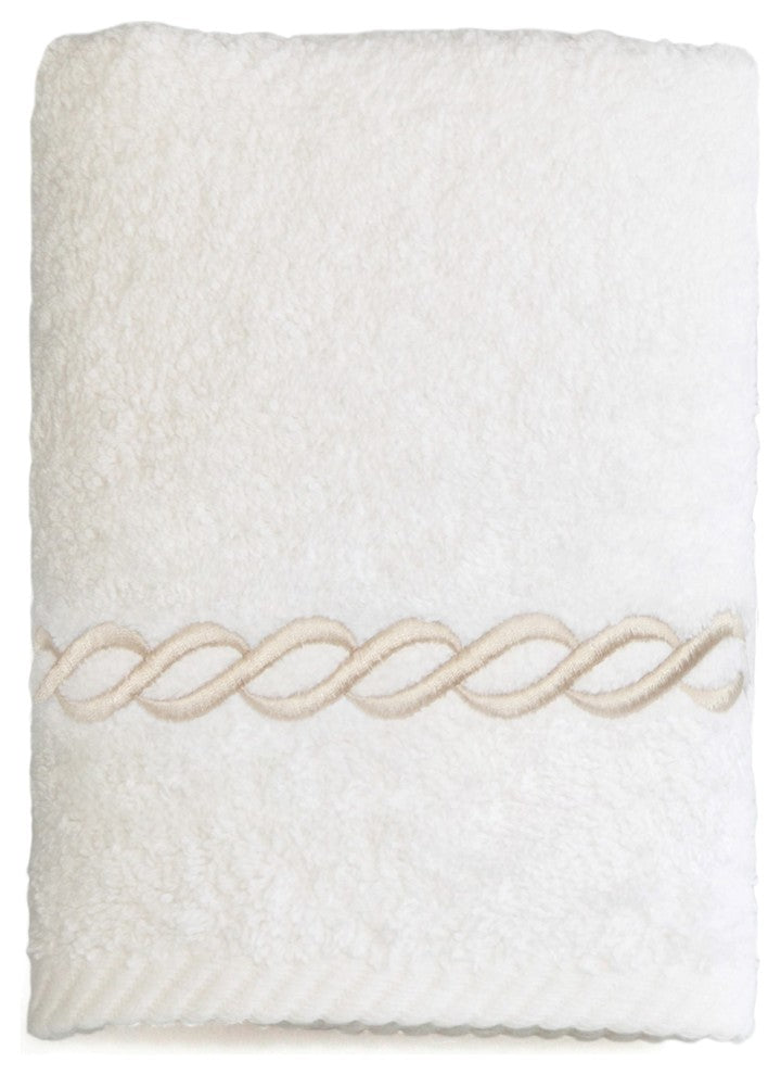 Soft Twist Cadena Wascloth, White & Beige, 13"x13"